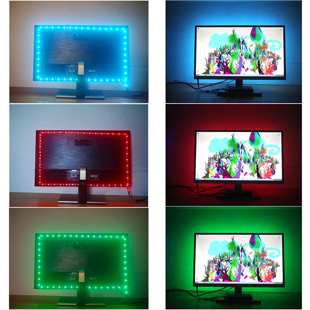 USB listwy RGB LED 5050 taśmy kontroler Gabinete oświetlenie otoczenia 55 32 Cal za podświetlenie TV 4K HDMI 5v dla graczy Gamer dekoracja szafki