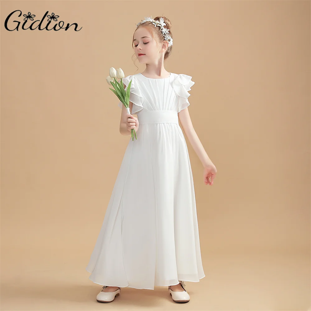 Chiffon Junior Bridesmaid Dress For Kids Wedding Choir Birthday Event Eucharist Party First Communion Prom Banquet Ball Pageant