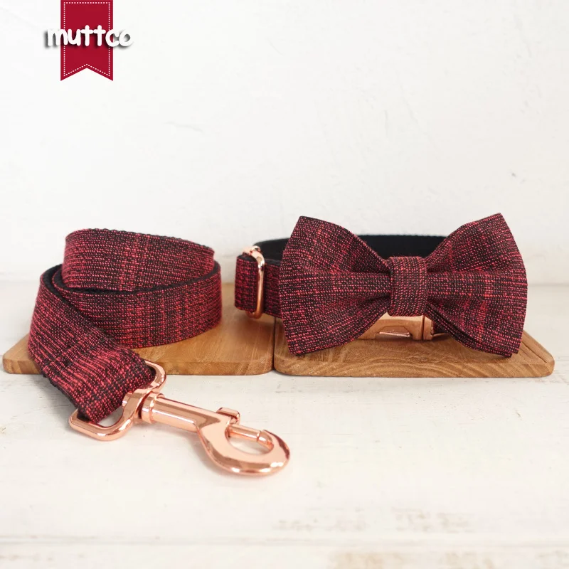 MUTTCO retailing handsome handmade great collar for dog THE RED SUIT unique design dog collar 5 sizes UDC006M