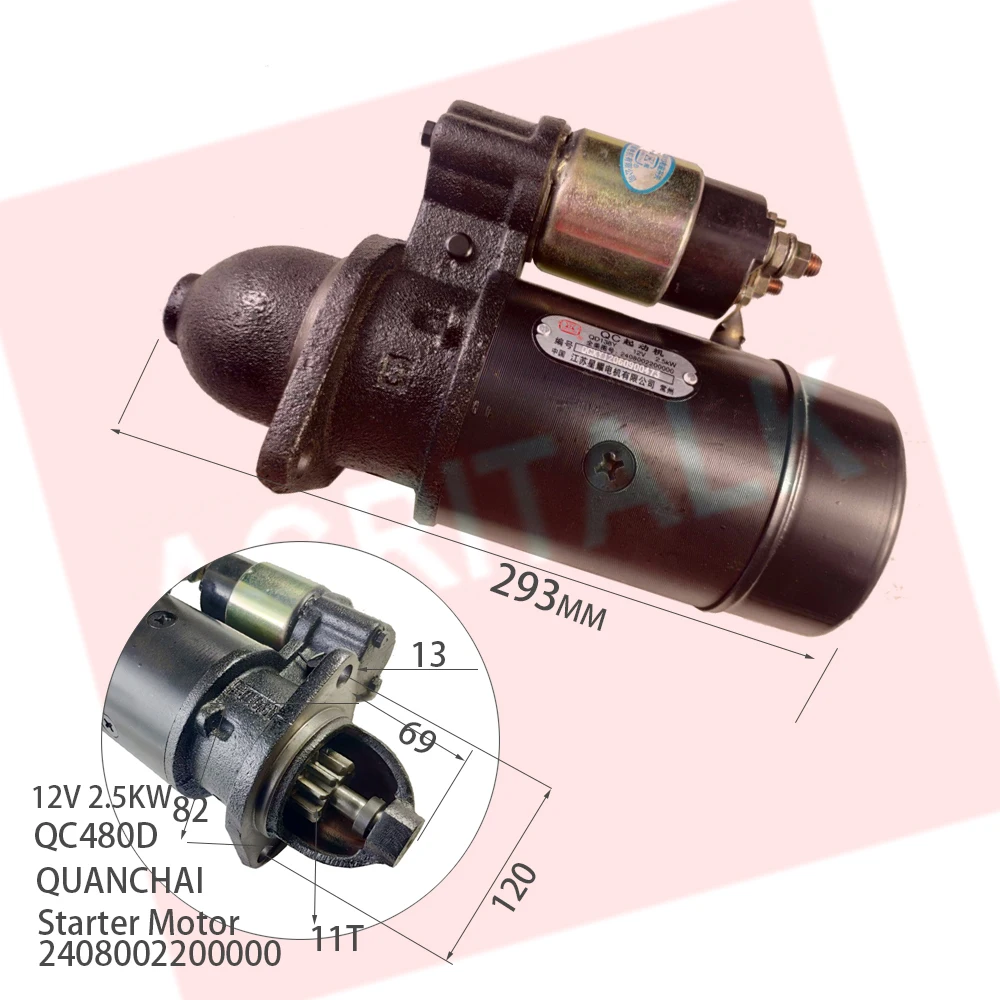 

Starter motor Quanchai QC480D , part number: 2408002200000