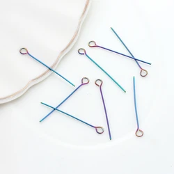 Rainbow Color Stainless Steel Eye Head Pins 30MM Eye Pins Findings 20pcs/lot For DIY Fashion Jewelry Making Accessories