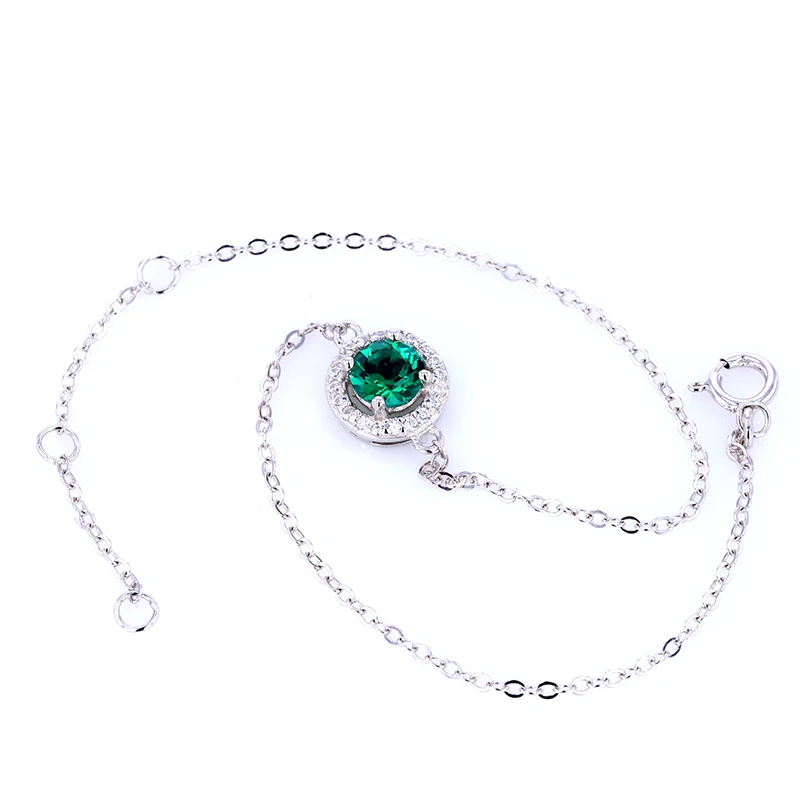 Wholesale Women'S S925 Silver Hydrothermal Emerald Bracelet Jewelry