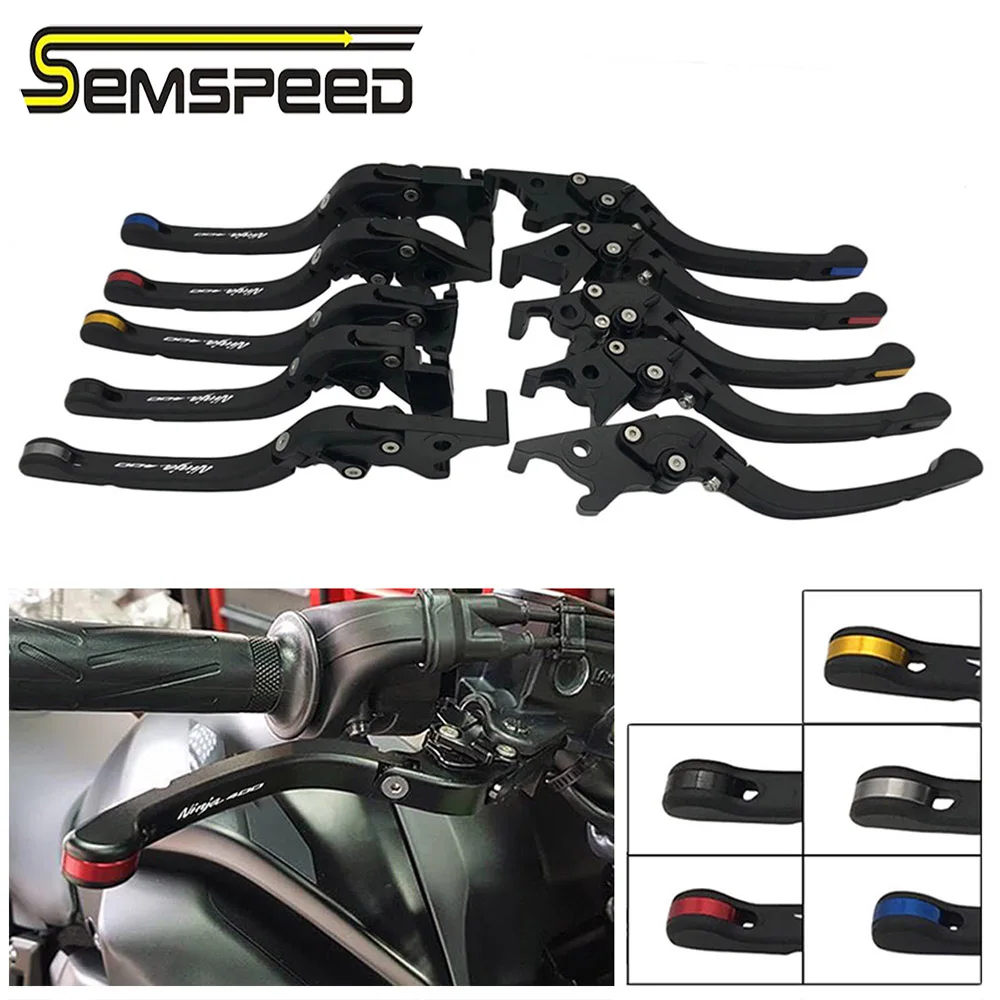 SEMSPEED Ninja400 logo For Kawasaki Ninja 400 2018-2020 Motorcycle Accessories CNC New Foldable Brake Clutch Levers Handle Grips