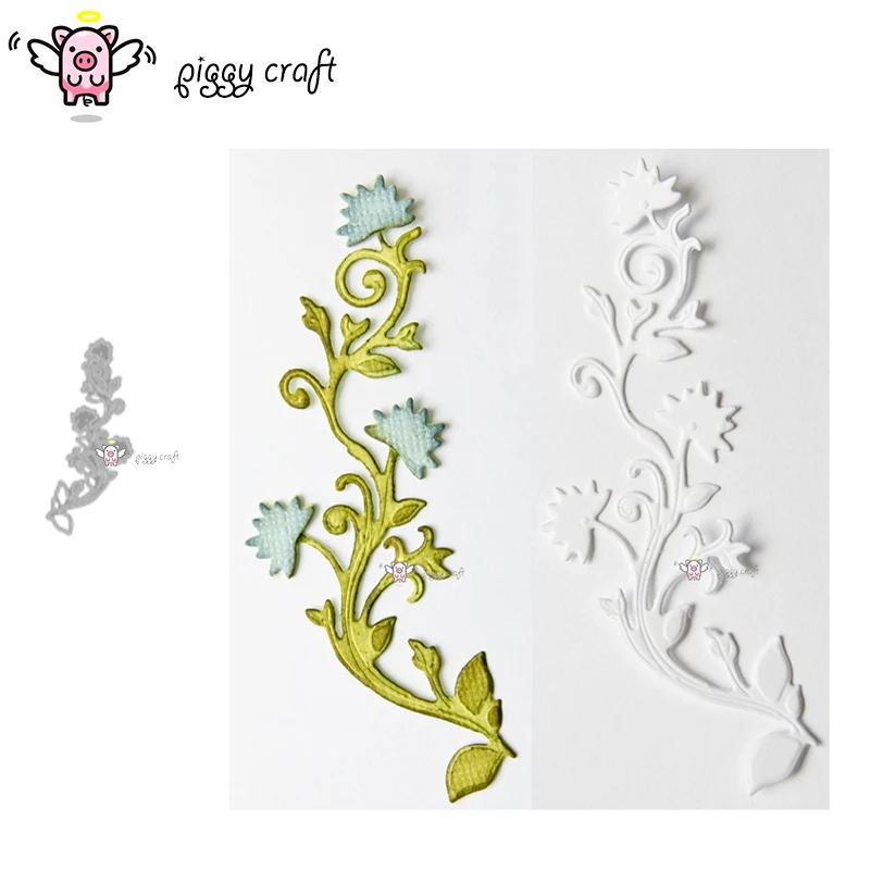 Piggy Craft metal cutting dies cut die mold Flower leaf strip Scrapbook paper craft knife mould blade punch stencils dies