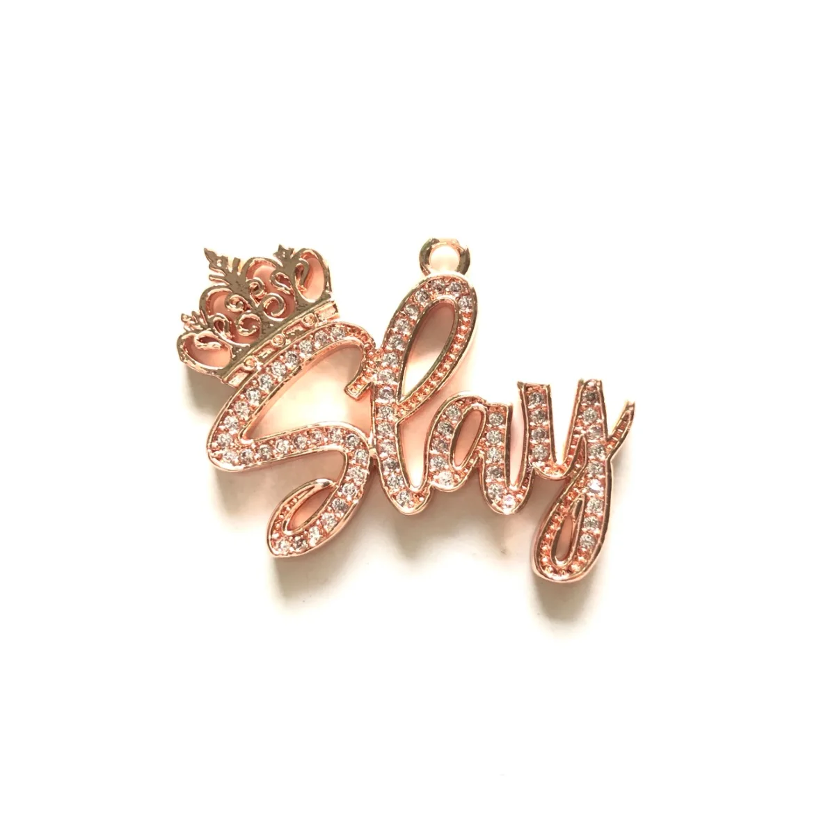 5pcs Crown Slay Letter Charm for Women Bracelet Girl Necklace Design Bling Word Pendant DIY Jewelry Making Accessory Supply Bulk