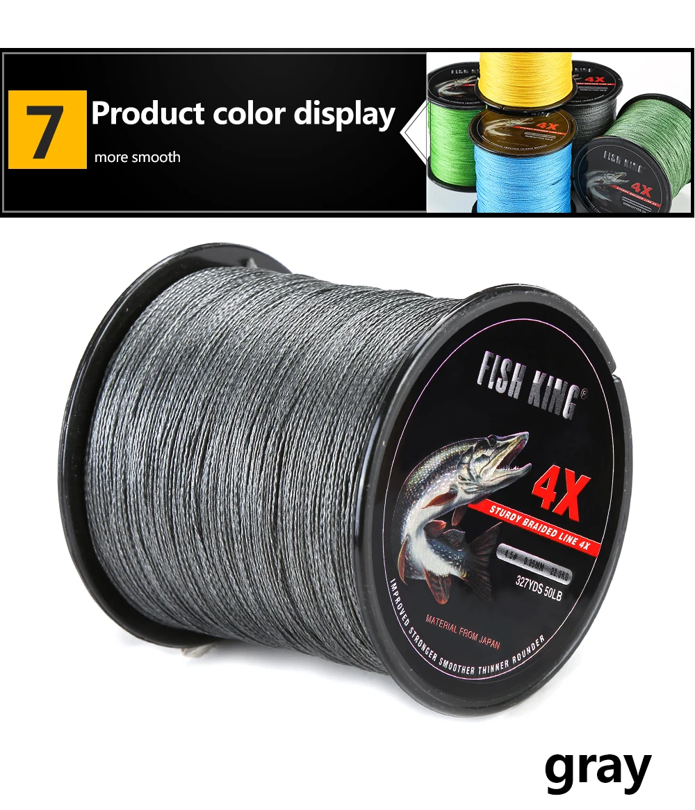 FISCH KÖNIG 300M/500M Geflochtene Draht PE Geflochtene Angelschnur 0.4 #-6.0 #0,10mm-0,40mm 8-60LB 4 Stränge PE Multifilament Angelschnur – Detail 10