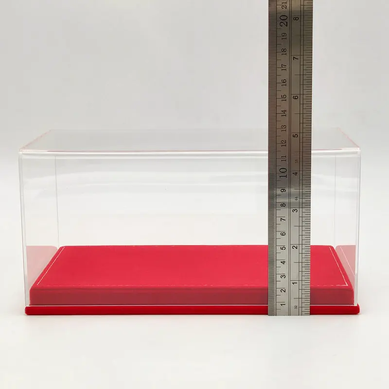 Acrylic Case Thicken Display Box Models Car Transparent Dustproof Red Flannel Bottom 23cm