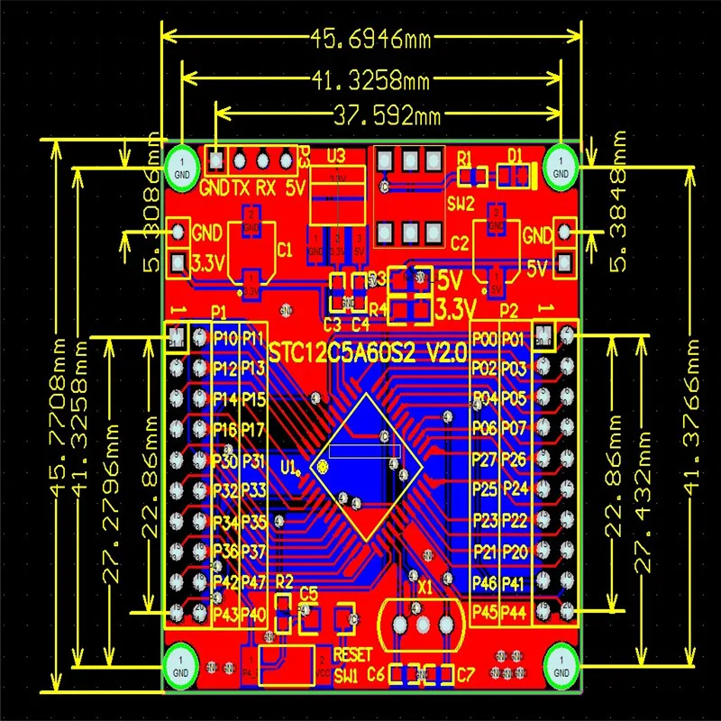 STC12LE5A60S2 Small System 51 Single-chip Core Board Development Smart Car
