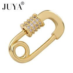 JUYA DIY Screw Clasps Hooks Handmade Jewely Findings AAA Cubic Zirconia Charms Connectors For Necklace Bracelet Jewelry Making