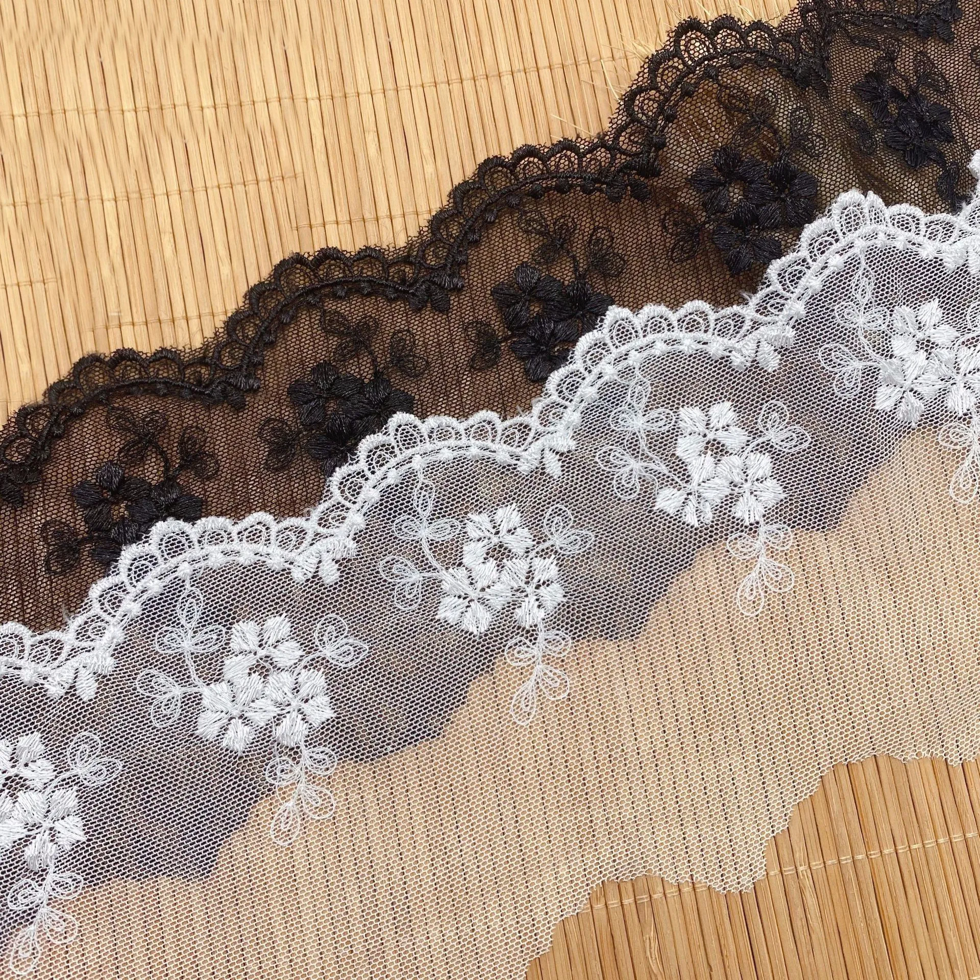 5yards Embroidered Simple Flowers Mesh Lace Ribbon Trim Handmade Lace Decorations DIY Lolita Cloth Wedding Sewing Accessories