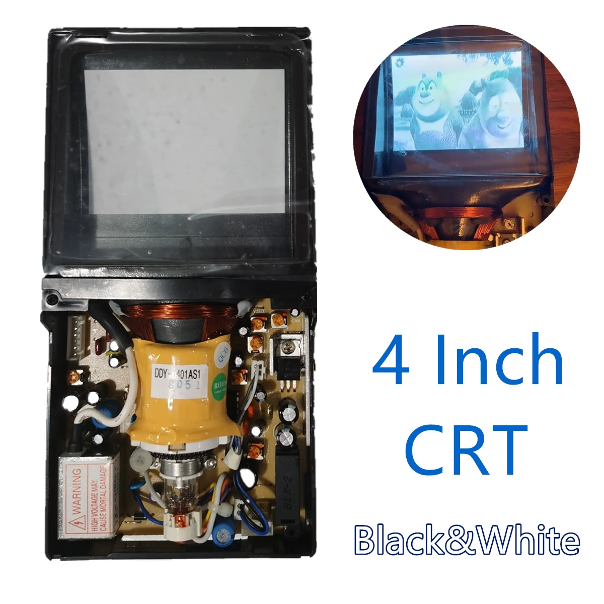 

Micro 4 "CRT черный и белый монитор, винтажный CRT экран, фотолампа 4,2 Вт, 12 В