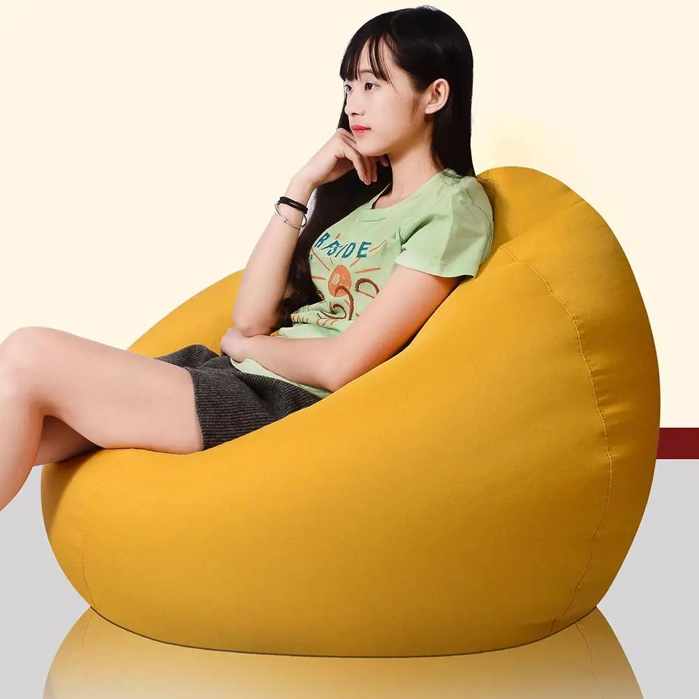 Large Small Lazy Sofas Cover Chairs without Filler Linen Cloth Lounger Seat Bean Bag Pouf Puff Couch Tatami Living Room