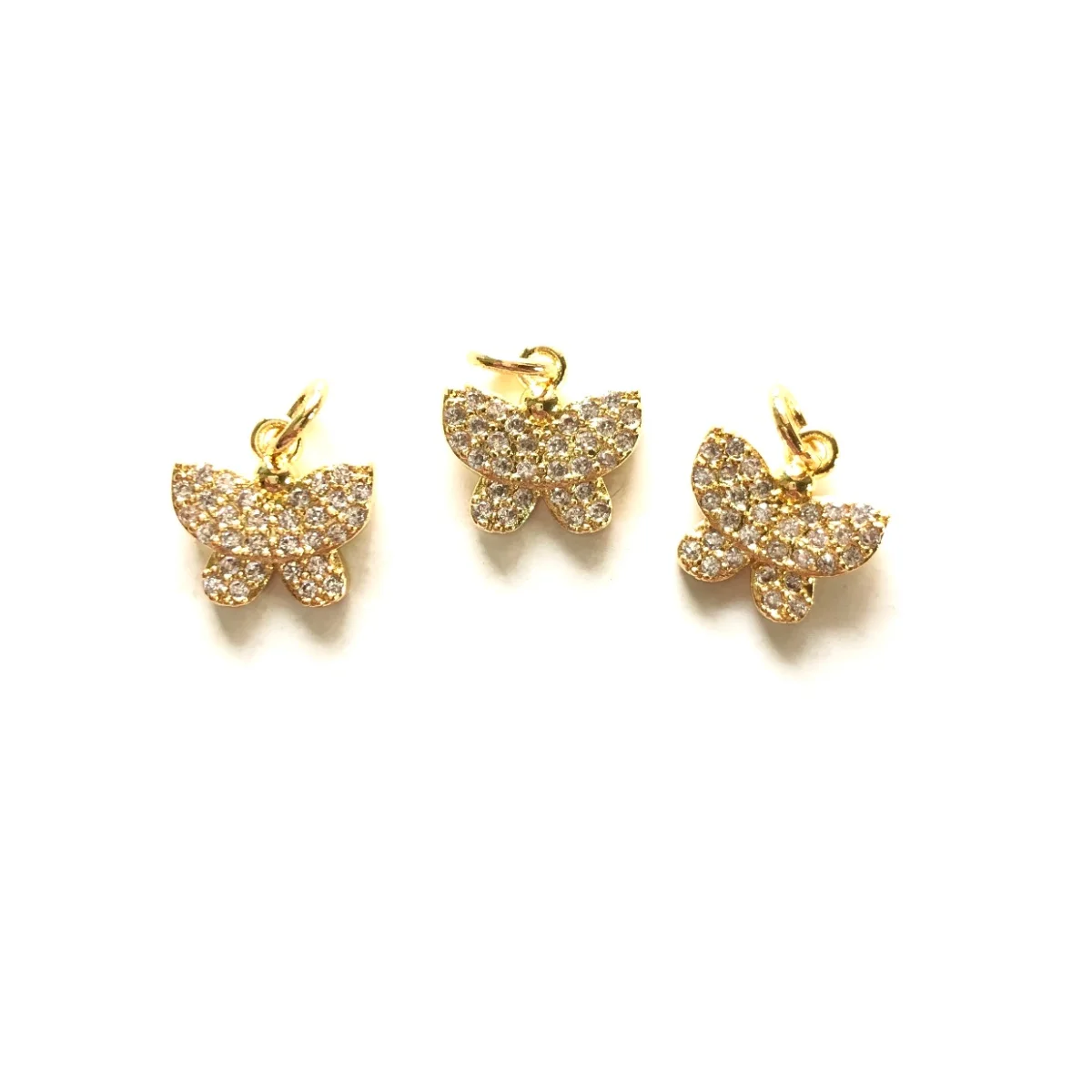 5pcs Small Size Butterfly Pendants Bling Clear Black Zirconia Mini Charms for Women Jewelry Earring DIY Bracelet Necklace Making