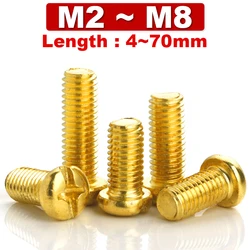 M2 M2.5 M3 M4 M5 M6 M8 Copper Phillips Machine Screws PM Pan Head Brass Screws Metric Thread Cross Recess Bolt GB818 DIN7985