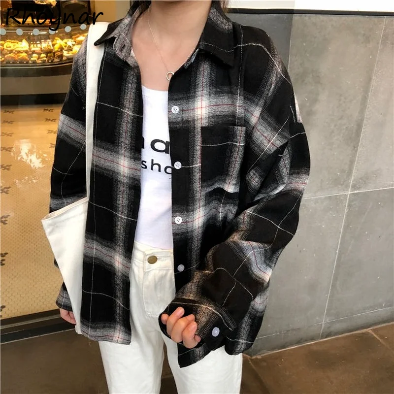 Shirts Women Stylish Casual All-match Plaid Bf Single Breasted Daily College Korean Version Autumn Female Tops Streetwear Chic