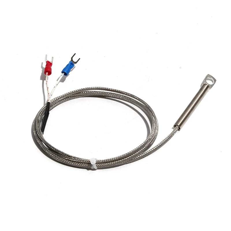 K/E Type Platinum Thermal Resistance SMD Thermocouple Round Hole Cold Pressure Nose Temperature Sensor Probe Metal Shield Wire