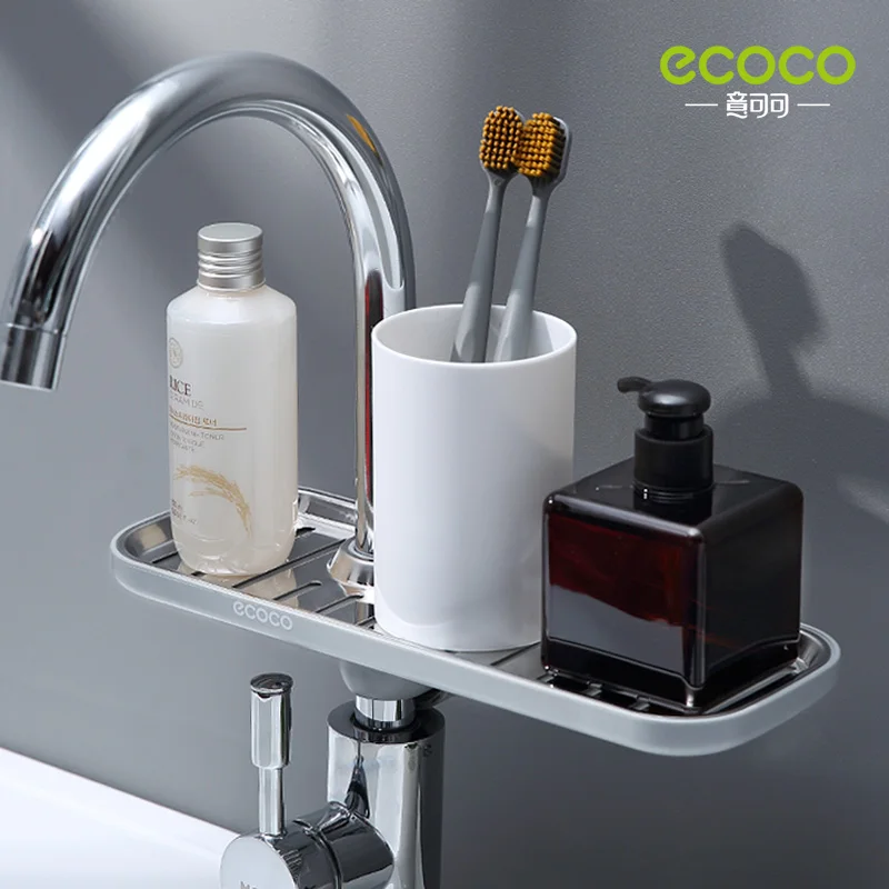ECOCO Faucet Sponge Soap Drainage Storage Rack Sink Adjustable Dish Cloth Drain Holder Bathroom Kitchen Accessories Organizer