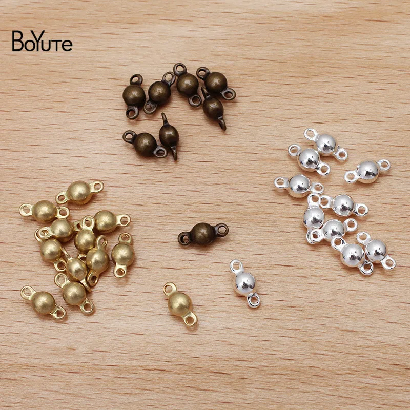 BoYuTe (100 Pieces/Lot) 3MM Metal Brass Ball Connector Charms Diy Handmade Jewelry Findings Components