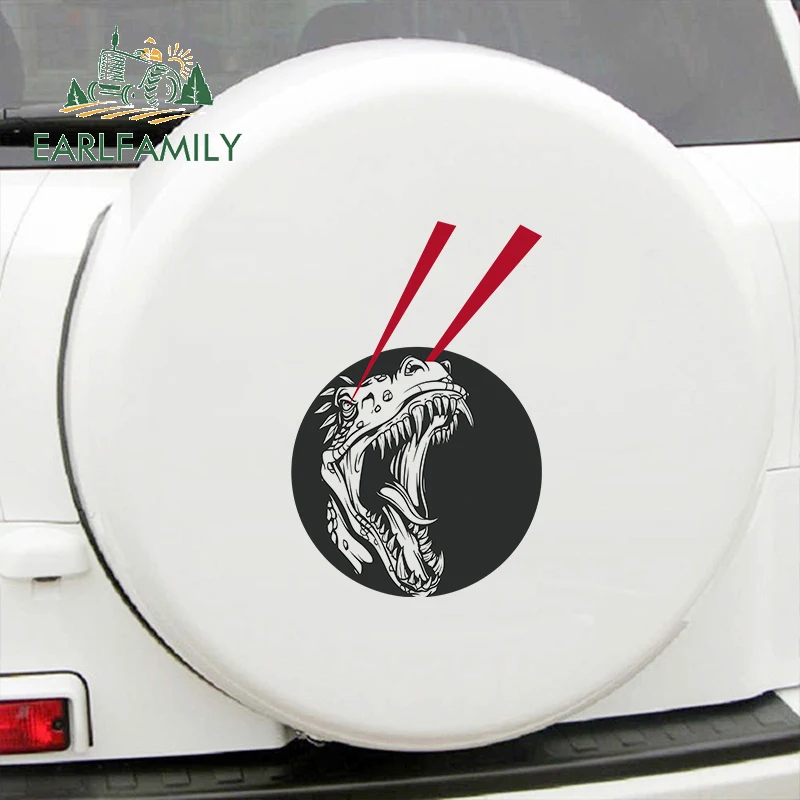 EARLFAMILY 43cm x 28.8cm Dinosaur with Open Mouth Car Stickers JDM Laser Beam Decals Car Body Sticker for Window Trunk Car Wrap
