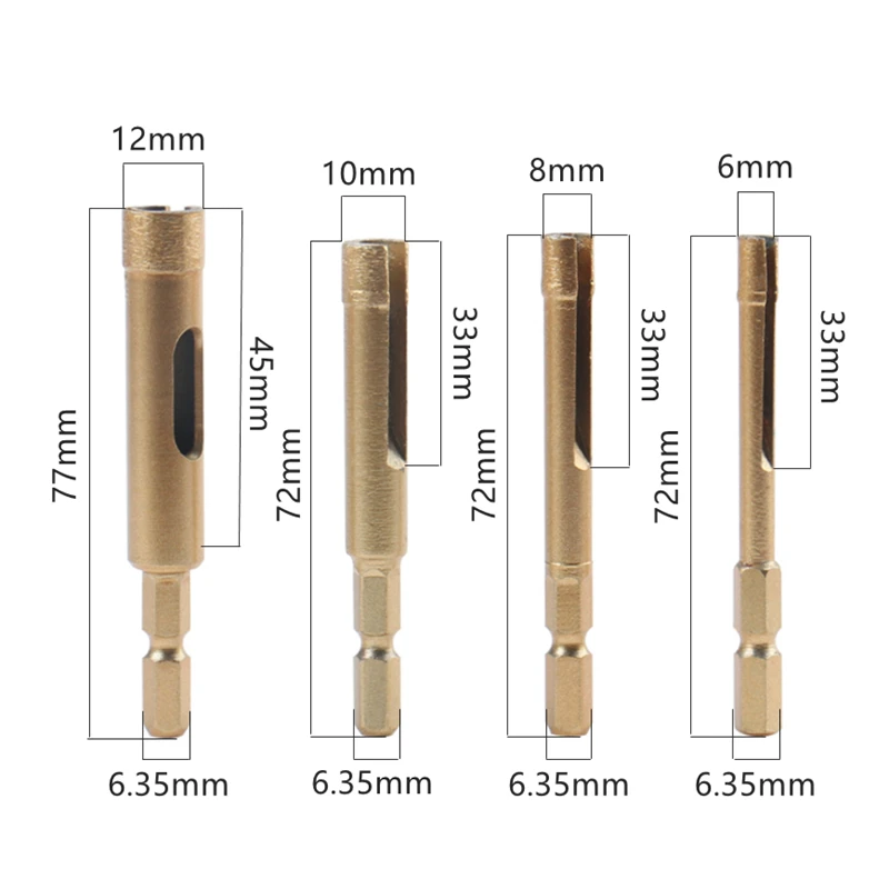 HEDA 6-12mm 6.35mm 1/4 HEX shank sintering Core Bit Diamond Hole Saw Drill Bit for Marble Granite Tile Ceramic Concrete