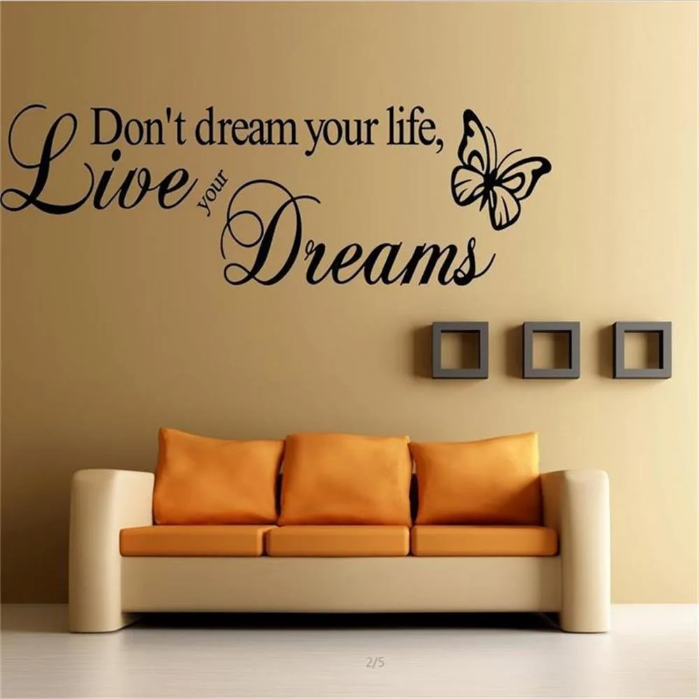 Don't Dream Your Life Art Vinyl Quote Wall Sticker Wall Decals Home Decor Live Your Dreams