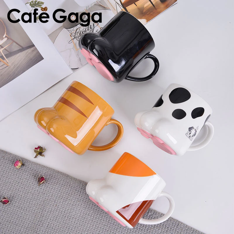 

Cute Cat Paw Mug Coffee Mug Cartoon 3D Cat Claw Ceramic Drinkware with Lid Milk Breakfast Oatmeal Cup Birthday Christmas Gifts