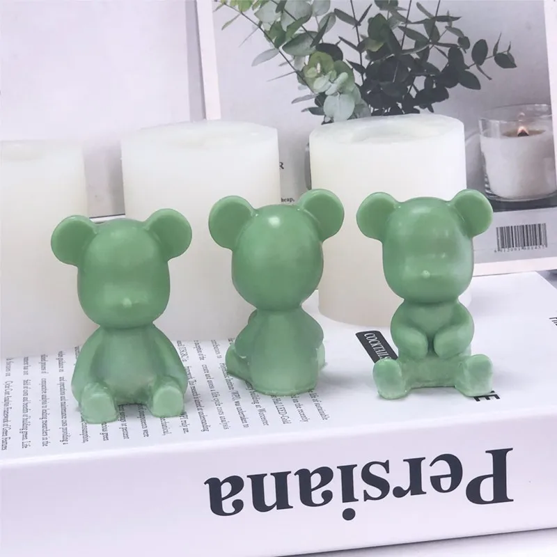 Ins Korea 3D Violent Bear Aromatherapy Candle Silicone Mold Bear Handmade DIY Soap Plaster Candle Making Baking Decoration