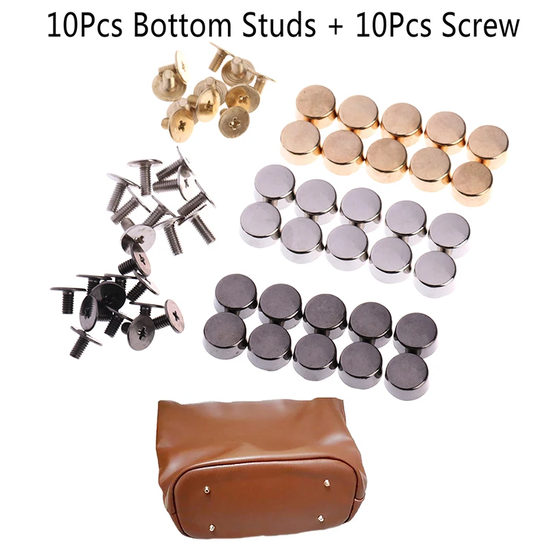 10sets Wear Protection Bag Bottom Studs Rivets For Bag Feet Screw DIY Leather Buttons Screw For Bags Hardware Belt Accessories