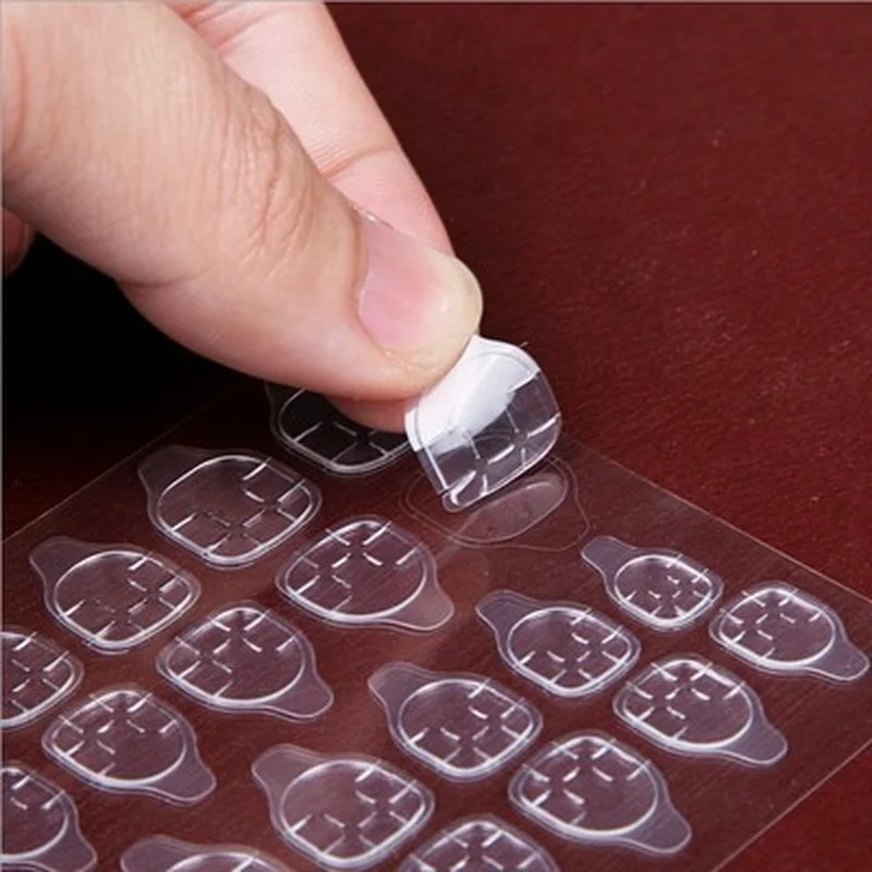 2021 High Quality 1 Sheet Double-side Glue Sticker Transparent Flexible 48pcs Fake Nail Tips Adhesive Nail Glue