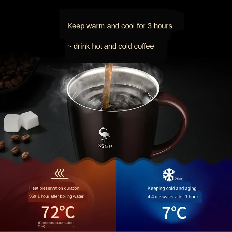 New Stainless Steel Coffee Cup Office Mug Portable Business Heat Insulation Water Bottle Fashion Car Household Saliva Bottle