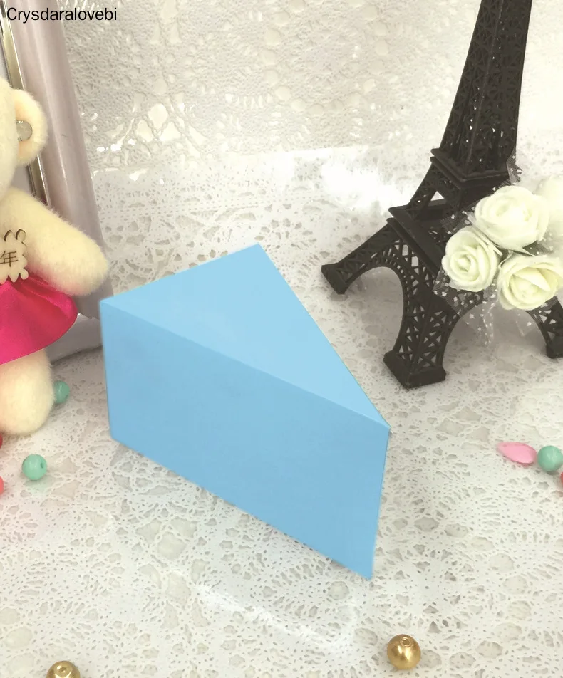 100pcs/lot Cake Style Triangular Wedding Candy Box Birthday Party Baby Shower Triangular Chocolate Gift Boxes Party Favors