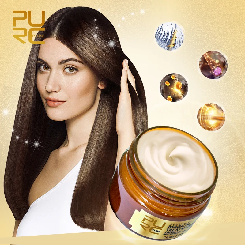 PURC-Tratamiento de queratina brasileña para mujer, crema alisadora, conjunto de mascarillas para el cabello, reparación de encrespamiento dañado, cuidado del cabello seco, 3 uds.