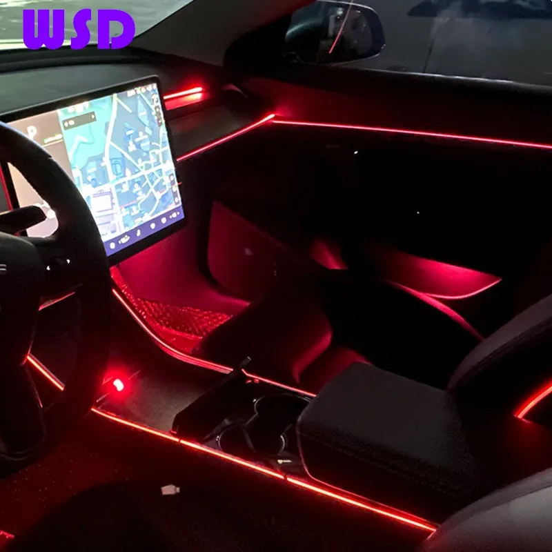 

LED Ambient Light Suitable for Tesla Model 3 Interior Atmosphere Light Trim Light Original Modified 64 Color Decorative Light