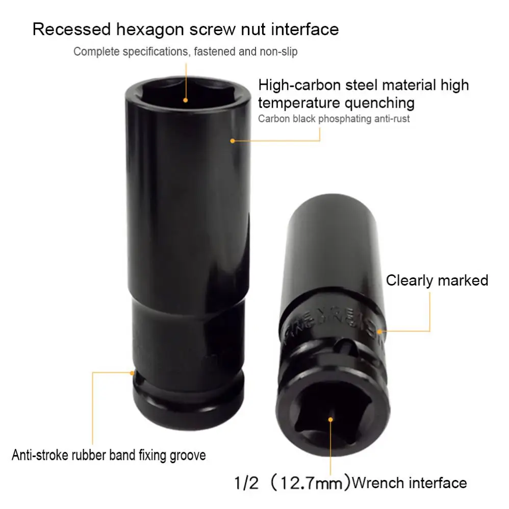 10mm-24mm extensão luva sextavada cabeça de soquete pneumático para chave elétrica ferramenta de mão chave de impacto broca hexagonal cabeça de