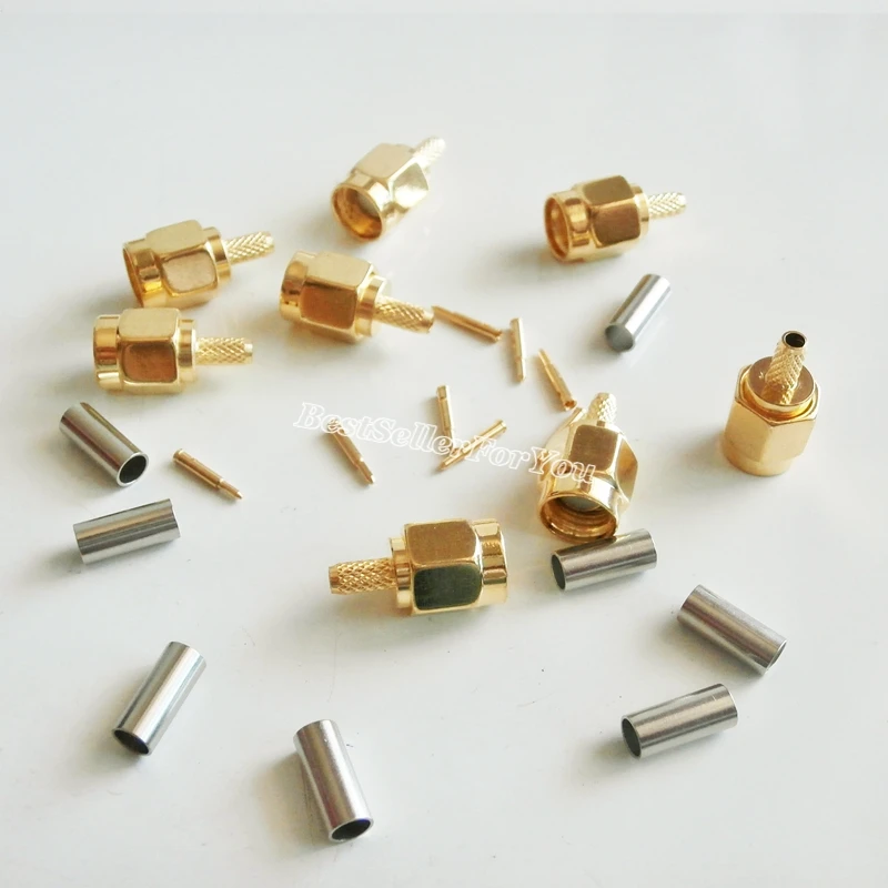 10Pcs High-quality SMA Male Connector Plug Crimp For RG174 RG316 LMR100 Cable RF Connector