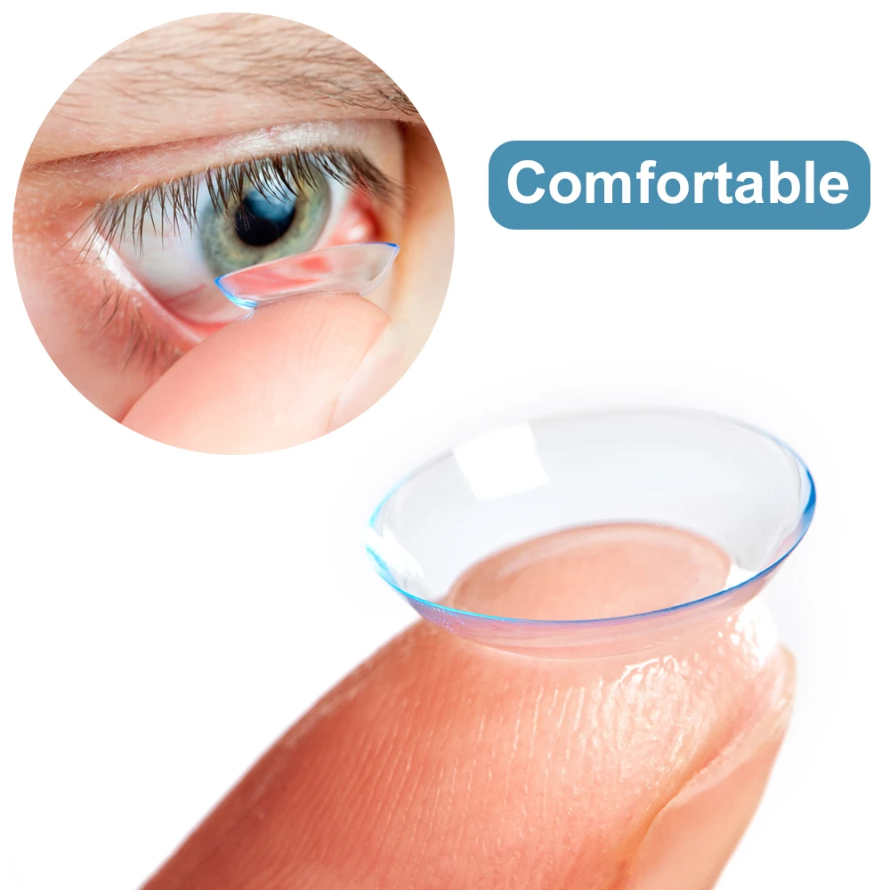 Contact Lenses with Diopters Prescription Contact Lens Minus for Vision Correction 2Pcs Clear Lenses for Myopia Yearly Soft Lens