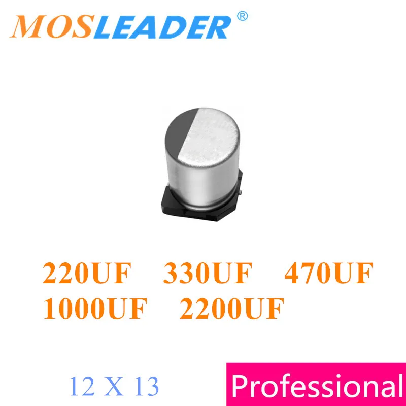 

Mosleader 200PCS 12X13 220UF 63V 330UF 50V 470UF 35V 50V 1000UF 25V 2200UF 10V 12*13 SMD Aluminum electrolytic capacitor China