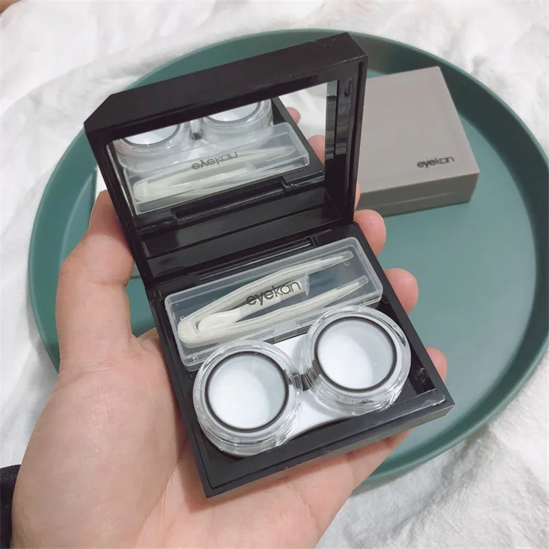 Ins Magnetic Induction Contact Lens Case With Mirror Elegant Lens Container Storage Box Gift Lenses Travel Set
