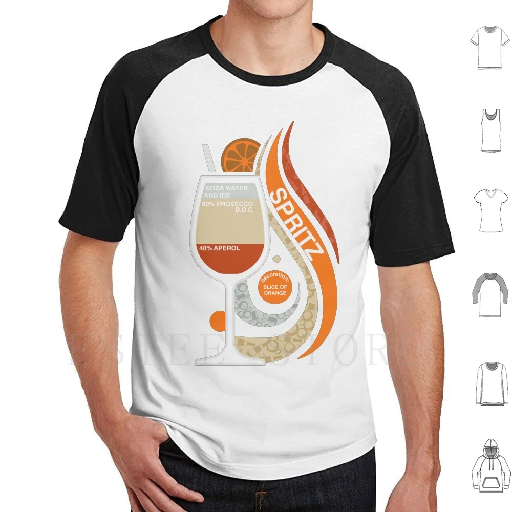 

Spritz T Shirt Print Cotton Alcol Alcool Spritz Saturday Dinner Happy Hour Sunday Friends Orange Red Soda Drink Summer Prosecco