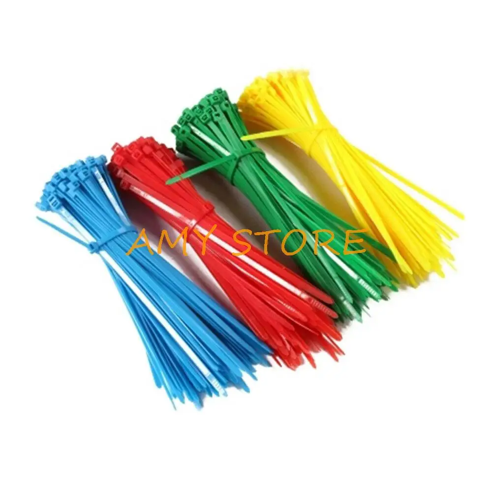 100 Stuks Vervangen 4X200Mm Kabelbinder Bundel Plastic Nylon Zelfsluitende Fastener Clip Clamp Rood Geel blauw Groen Zwart Wit