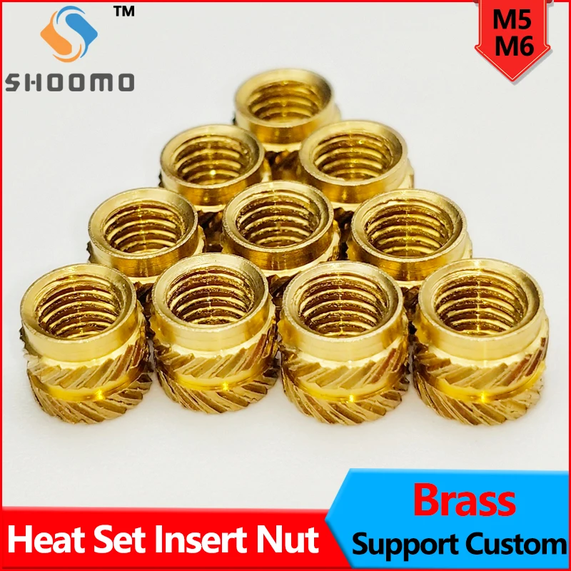 20Pcs M5 M6 Thread Knurled Brass Insert IUB IUC for Printing 3D Printer Accessories Parts Support Embedment Nuts Heat Set