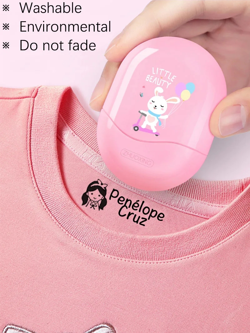 Sello hecho a medida para bebés, niños y niñas, Juguetes DIY para niños, pegatina personalizada, sello de nombre, ropa de estudiante, sin decoloración, seguridad 05