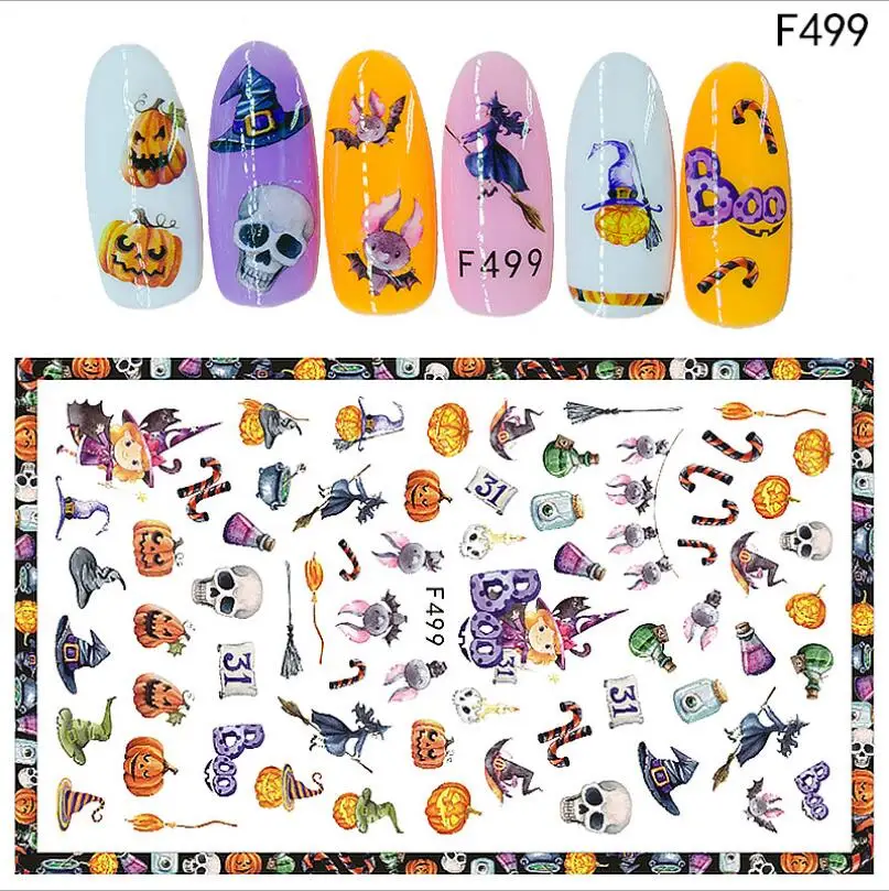 Calcomanías adhesivas para uñas de Navidad y Halloween para decoración de uñas, accesorios para uñas postizas, suministros de manicura, herramienta T1631