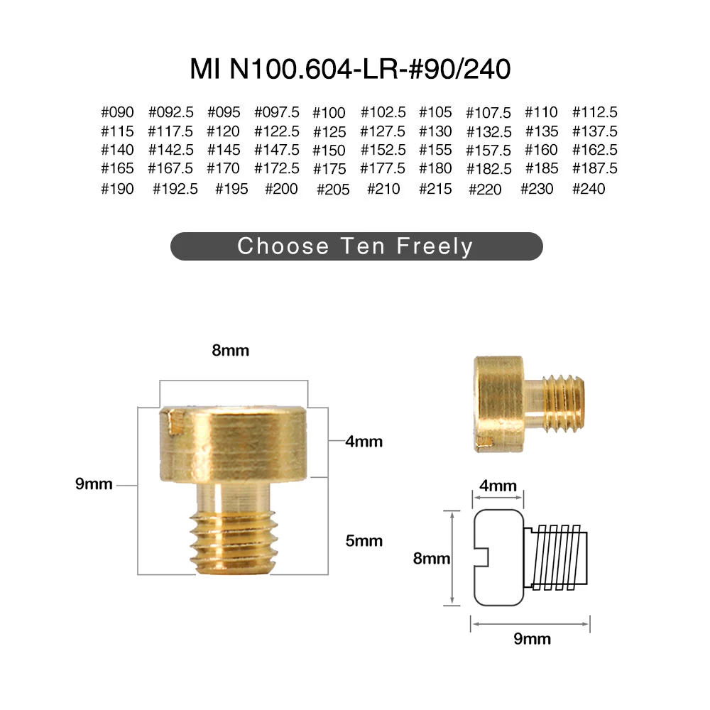 ZSDTRP-Rosca de chorro principal de carburador, Kit de inyector de carburador, tamaño de boquilla 90-240, para HSR40, HSR42, TM36, VM16, VM29, 10 unids/set por juego