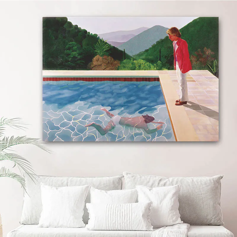 David Hockney Portrait of the Artist(Acrylic) Canvas Painting Modern Pictures Print Poster For Living Room Wall Abstract Décor