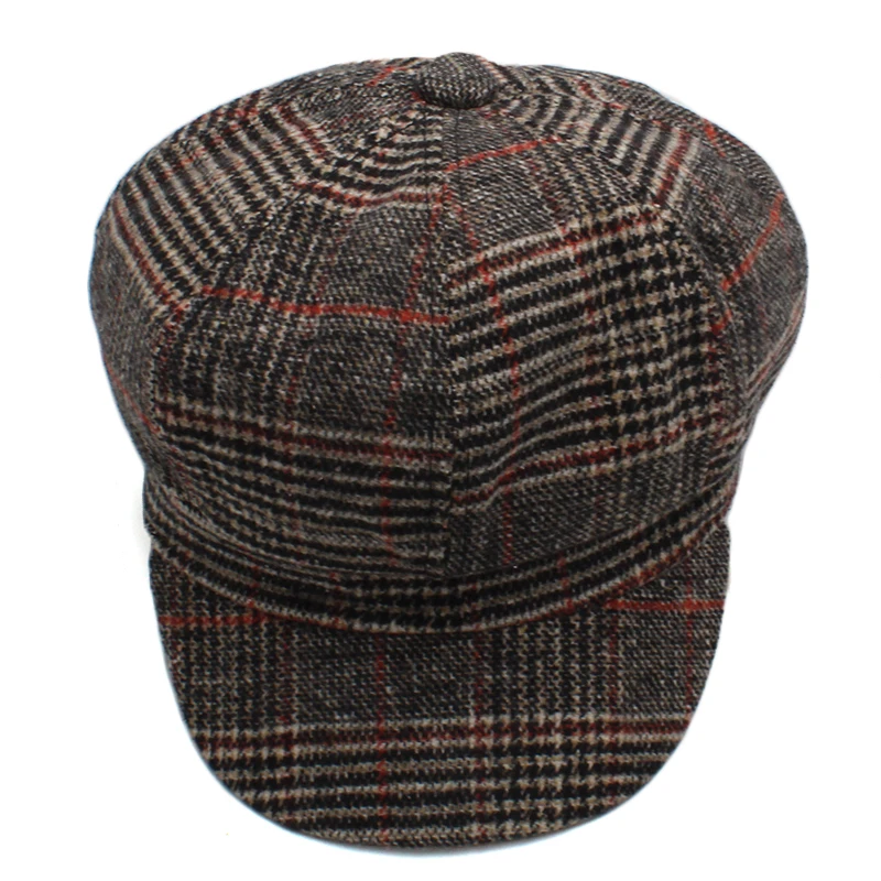 Men Women Soft Tartan Baker Boy Hats Plaid Fiddler Newsboy Caps Outdoor Winter Warm Travel Adjustable US Size 7 1/8 UK Size M