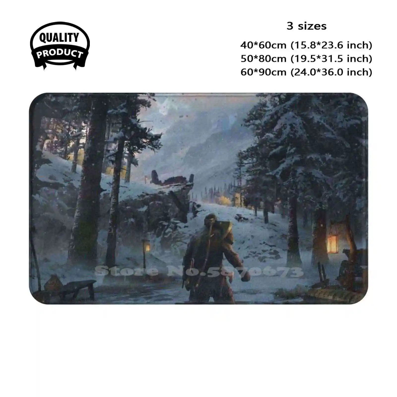 God Of War 4 Kratos Snowy Forest Soft Cushion Home Carpet Door Mat Car Rug God Of War Kratos Scenery Snowy Forest Screenshot