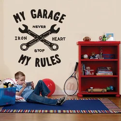 My Garage My Rules Quote Wall Vinyl Decals Home Garage Decor Auto Car Repair Sign Wall Sticker Garage Removable Poster