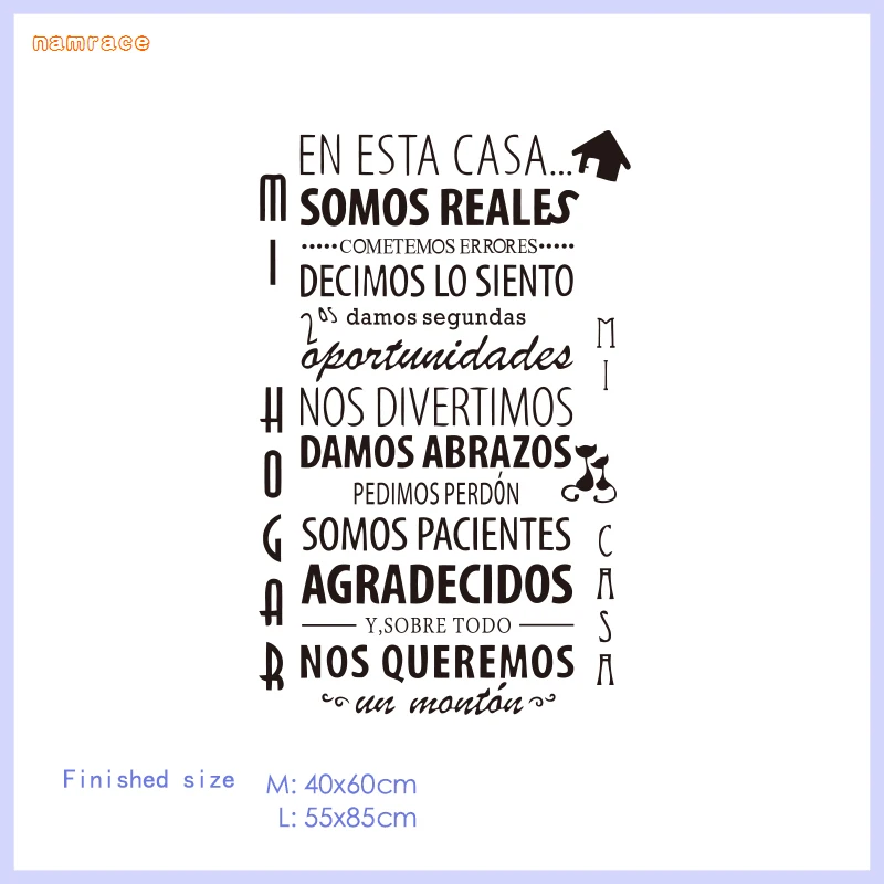 Removable Vinyl Carved Wall Sticker Spanish House Rules Art Wallpaper Simple Home Decoration, Painting SP-018