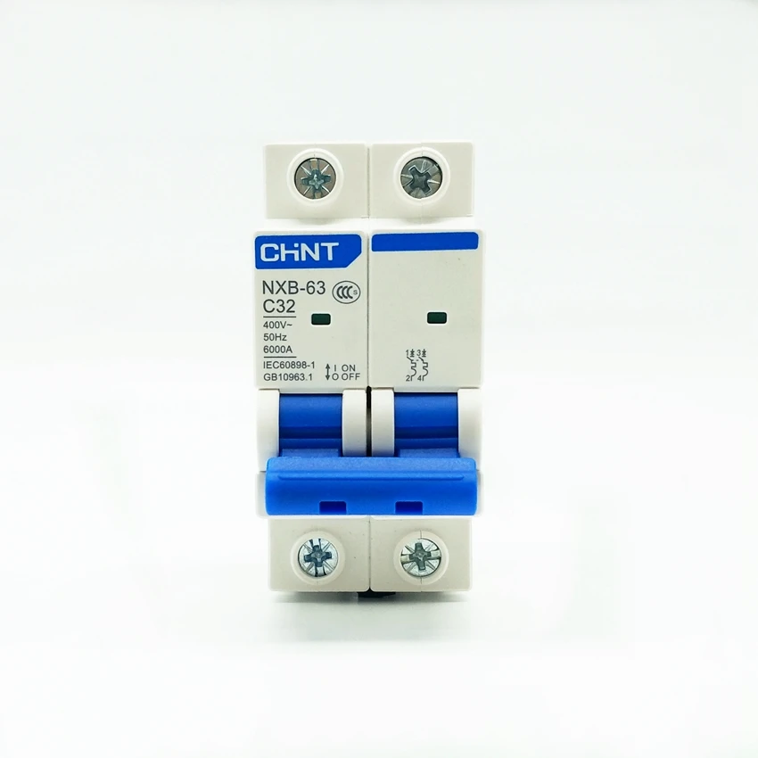 CHINT Circuit Breaker NXB-63 2 Poles C type MCB 1A 2A 3A 4A 6A 10A 16A 20A 25A 32A 40A 50A 63A Mini Circuit Breaker DZ47-63  C45